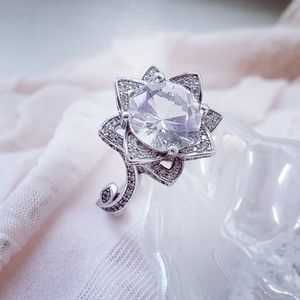 Custom Made White Topaz and Sterling Silver Ring